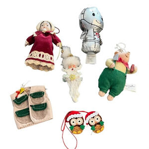 Lot Vintage Christmas Ornaments Hallmark and Others 1980s Tin Man Doll Owls